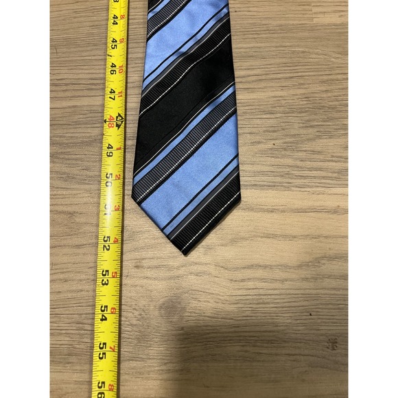 Baritone Striped Necktie Black Blue Modern Professional Business‎ Casual Silk - Picture 6 of 6